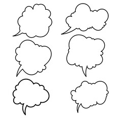 Set of empty comic speech bubbles Hand drawn doodle cartoon stickers. Vector illustration.