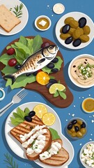 Mediterranean diet delight depict table set with gri