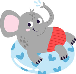 Elephant On Inflatable Ring Resting