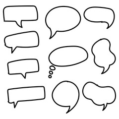 Set of empty comic speech bubbles Hand drawn doodle cartoon stickers. Vector illustration.