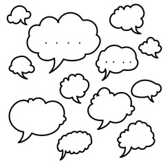 Set of empty comic speech bubbles Hand drawn doodle cartoon stickers. Vector illustration.