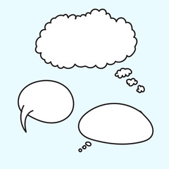 Set of empty comic speech bubbles Hand drawn doodle cartoon stickers. Vector illustration.