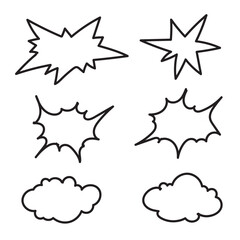 Set of empty comic speech bubbles Hand drawn doodle cartoon stickers. Vector illustration.