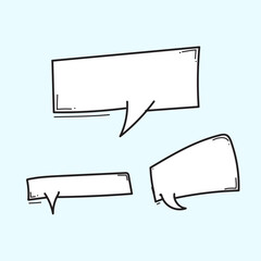 Fototapeta premium Set of empty comic speech bubbles Hand drawn doodle cartoon stickers. Vector illustration.