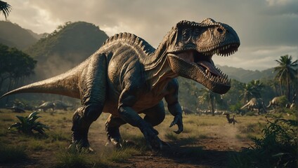 Fototapeta premium Exploring the mysteries of the ancient world and the incredible world of dinosaurs