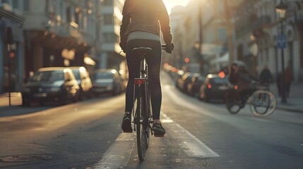 Cycling on a city street