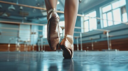 Naklejka premium feet and legs of a ballet dancer in a ballroom dancing