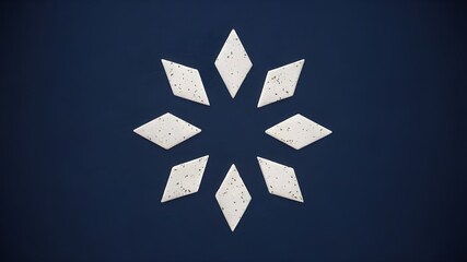 A snowflake logo design over a blue background.