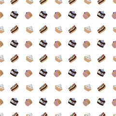 Set of cakes. Seamless pattern. Vector illustration.