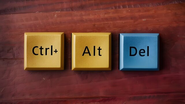 The Ctrl, Alt, and Del keys on a computer keyboard. Task manager processes.