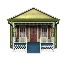 3d render cottage yellow house isolated