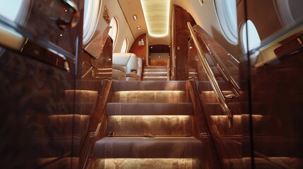 private jet bombardier challenger 604 staircase view