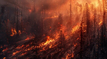 Aftermath of large forest fire