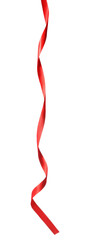One red silk ribbon isolated on white