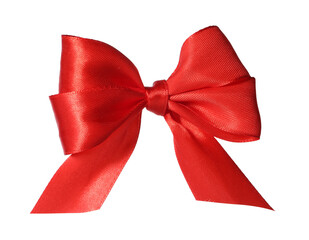 Red satin ribbon bow isolated on white