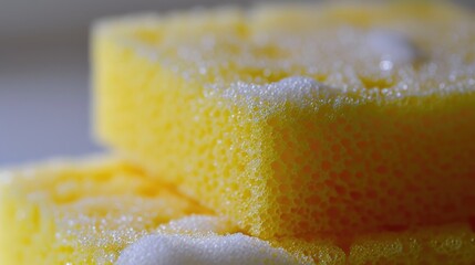 Close up of Yellow Dish Washing Sponge Dish Washing Sponge Dishes Cleaning Sponges Kitchen Cleaning Sponge Cleaning Scrub Sponges Sponge Dish Pads