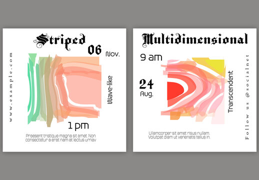 Social Media Square Post with Abstract Shuttered Glass Shape Simple on White Background