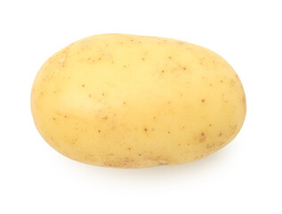 One fresh young potato isolated on white, top view