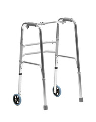 One metal walking frame isolated on white