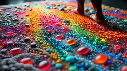 Obraz premium Walking on Water Droplets.