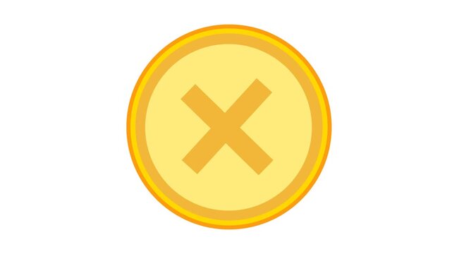 Error Coin Sign Cartoon Animation in Transparent Background. Suitable for Wrong Check mark Video Verification Content