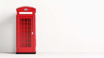 Obraz premium Traditional British red phone booth, isolated on white background, perfect for adding copy text, sharp details