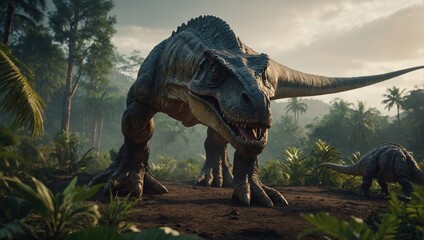 Fototapeta premium Revealing the grandeur of the prehistoric world and the remarkable lives of its dinosaurs