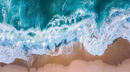 Aerial view of waves in a beach