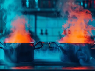 Creative portrayal of a school science lab with Halloweenthemed experiments, like bubbling cauldrons, mixing education with fun, Spooky Science