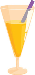 Tall glass with orange juice and straw is standing on the table