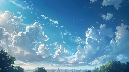 Fototapeta premium Landscape with blue sky and clouds