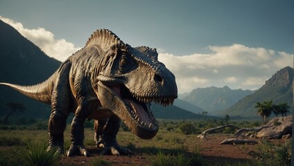 Fototapeta premium Delving into the ancient world to reveal the wonders of dinosaur life
