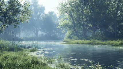 Fototapeta premium Tranquil Nature. Pictures of an Environment - High Detailed Realistic Concept