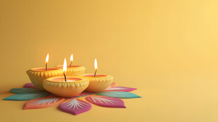 Diwali Celebration with Traditional Diyas and Colorful Festive Lights, backgraund, hinduism, india, diwali, celebration, culture, religion, rangoli, glowing, greeting, background, indian
