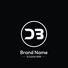 DB Letter Logo Design. Black Background.