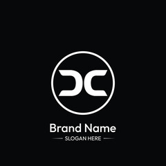 DC Letter Logo Design. Black Background.