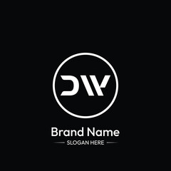 DW Letter Logo Design. Black Background.