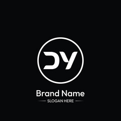 DY Letter Logo Design. Black Background.