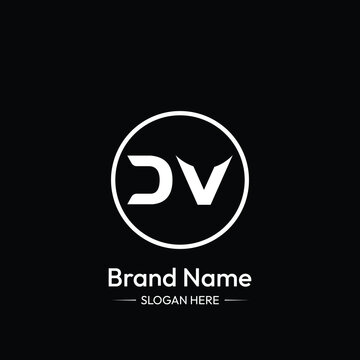 DV Letter Logo Design. Black Background.