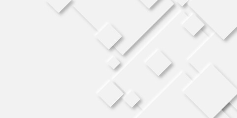 Fototapeta premium Abstract white rectangle shape geometric line background. abstract seamless modern white and gray color technology concept geometric rectangle vector background neomorphism style poster, banner design
