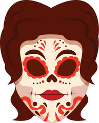 Woman wearing traditional calavera catrina makeup for day of the dead celebration in mexico