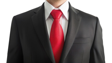 Businessman dark blue suit with red tie and white shirt on transparent background