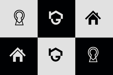 home icon set,  house roof with chimney and window Real estate and realty vector icon, abstract Home logo