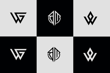 geometric letter W logo vector premium sign template, w logo template icons for digital technology business