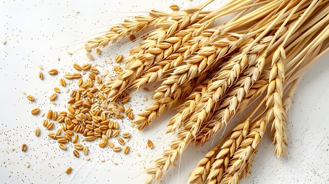 wheat grain on white background