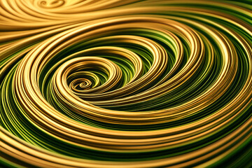 Vibrant and intricate pattern composed of concentric circles that create a hypnotic spiral effect, with colors transitioning from green to yellow.