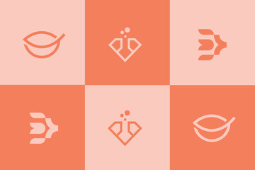 Minimal and Clean Geometric Logo Set, Set of natural and organic logo in modern design. Natural logo for branding, corporate identity,