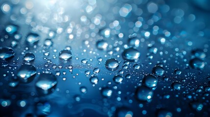 Fototapeta premium Closeup of abstract blue water droplets texture