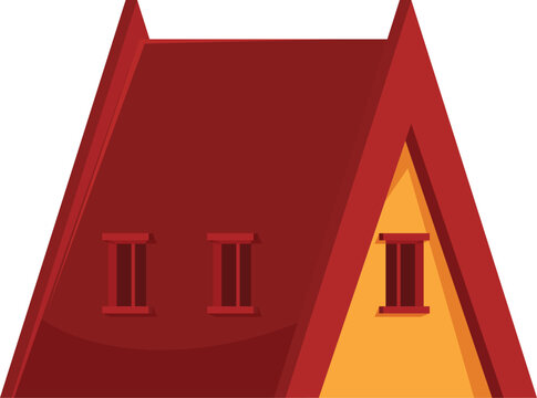 recommend clip art: Red gabled roof with small attic windows covering a yellow house