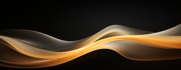 Obraz premium Ethereal Golden Waves Undulate Gracefully Against a Deep Black Canvas
